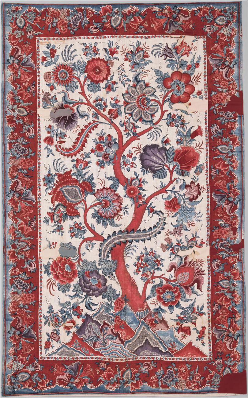 Cotton fabrics in pre-colonial India – photograph of an early eighteenth century palampore wall hanging.
